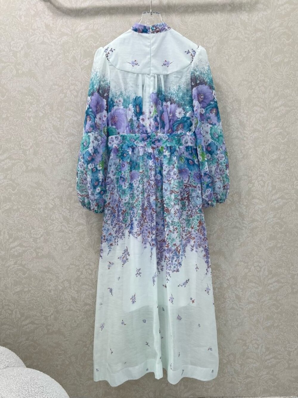Zimmermann Light Mint Green Watercolor Floral Long Dress - Picture 9 of 9